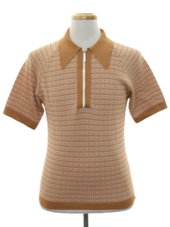おすすめ 70s Retro Knit Shirt: 70s -Donegal Coleseta- Mens honey tan トップス