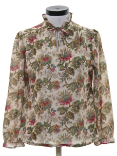 1970's Womens Print Secretary Shirt