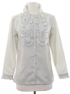 1980's Womens Ruffled Front Secretary Shirt