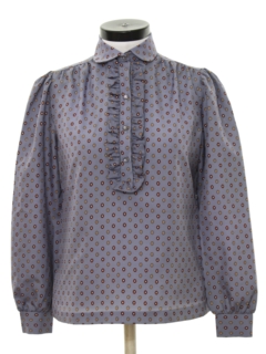 1980's Womens Ruffled Front Secretary Shirt