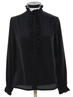 1980's Womens Ruffled Front Secretary Shirt