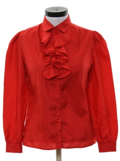 1980's Womens Ruffled Front Secretary Shirt