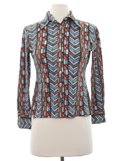 1970's Womens Print Disco Shirt