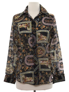 1970's Womens Print Disco Style Shirt