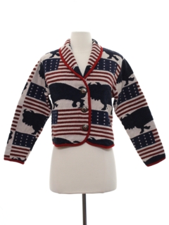 1980's Womens Patriotic Dont Mess With Texas Equestrian Style Tapestry Cloth Jacket