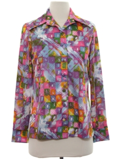 1970's Womens Print Disco Shirt