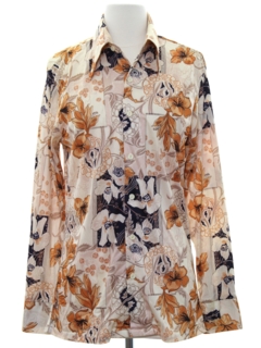 1970's Womens Print Disco Shirt