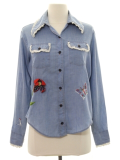 1970's Womens Chambray Hippie Shirt