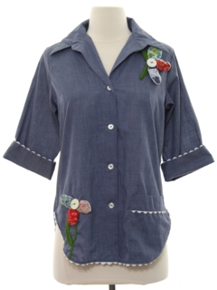 1970's Womens Chambray Hippie Shirt