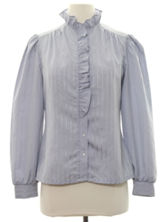 1970's Womens Ruffled Front Secretary Shirt