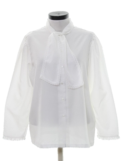 1980's Womens Ruffled Front Secretary Shirt