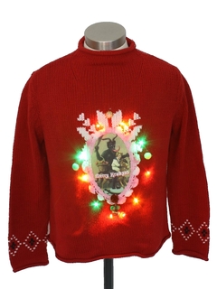 1980's Womens Multicolor Lightup Krampus Ugly Christmas Sweater
