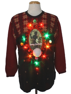 1990's Unisex Multicolor Lightup Krampus Ugly Christmas Sweater