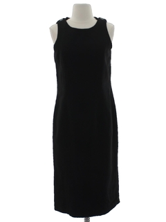 1980's Womens Little Black Wool Sheath Dress