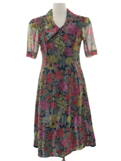 1980's Womens Totally 80s Floral Dress