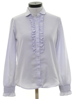 1980's Womens Ruffled Front Secretary Shirt