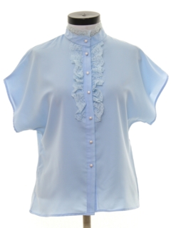 1970's Womens Ruffled Front Secretary Shirt