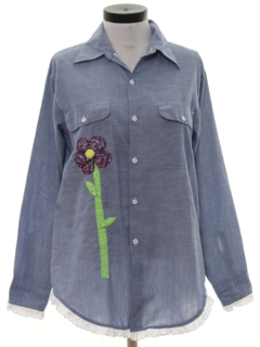 1970's Womens Chambray Hippie Shirt