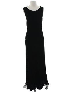 1970's Womens Maxi Wiggle Velvet Cocktail Dress