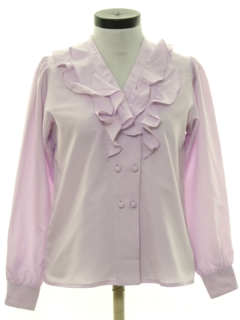 1970's Womens Ruffled Front Secretary Shirt