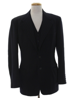 1950's Mens Pinstripe Wool Blazer Sport Coat And Matching Suit Vest