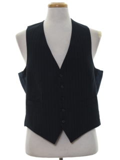 VINTAGE MEN'S BLUE BACKLESS TUXEDO VEST LOW CUT / MADE IN USA 4 BUTTONS 