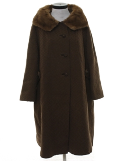 1950's Womens Wool and Fur Duster Jacket