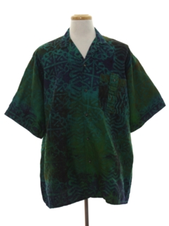 1980's Mens Batik Print Sport Shirt