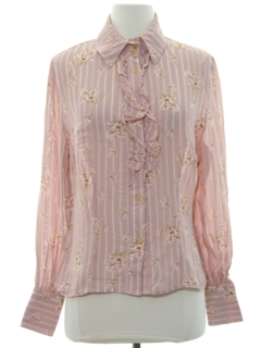 1980's Womens Ruffled Front Secretary Shirt