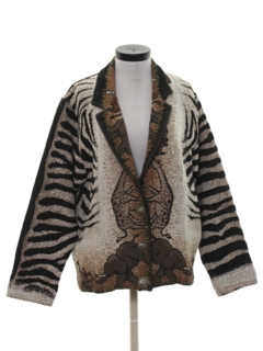 1980's Womens Totally 80s Tapestry Cloth Equestrian Style Jacket