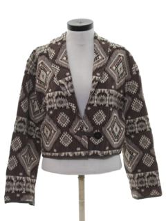 1980's Womens Flashback Totally 80s Tapestry Cloth Equestrian Style Jacket