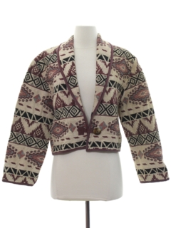 1980's Womens Totally 80s Flashback Tapestry Cloth Equestrian Style Jacket