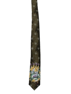 1990's Mens Ed Hardy Bulldog Designer Necktie