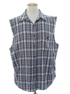 1990's Mens Sleeveless Grunge Joe Dirt Style Flannel Shirt