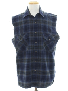 1990's Mens Sleeveless Grunge Joe Dirt Style Flannel Shirt