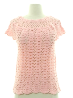 1980's Womens Crocheted Pullover Hippie Sweater