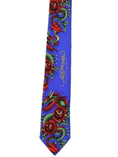 1990's Mens Designer Ed Hardy by Christian Audigier Necktie