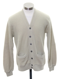 1970's Mens Mod Cardigan Golf Sweater