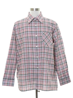 1970's Mens Mod Plaid Sport Shirt