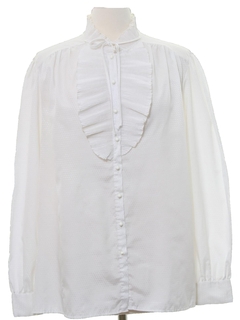 1980's Womens Ruffled Front Secretary Shirt