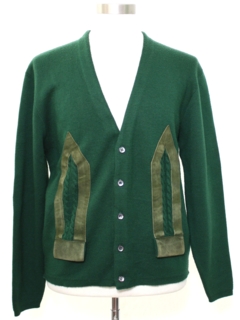 1960's Mens Mod Suede Trimmed Cardigan Sweater