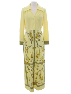 1970's Womens Alfred Shaheen Designer Hawaiian Maxi Dress