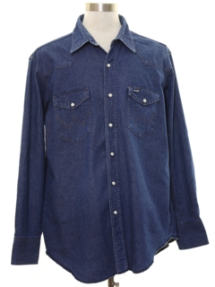1980's Mens Denim Work Style Western Shirt