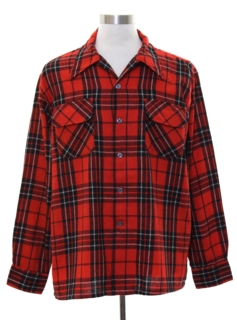 1970's Mens Lumberjack Plaid Wool Flannel Board Shirt