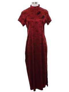 1980's Womens Cheongsam Maxi Dress