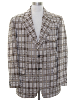 1970's Mens Plaid Disco Blazer Sport Coat Jacket