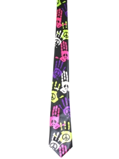 1980's Mens Totally 80s Neon Peace Necktie