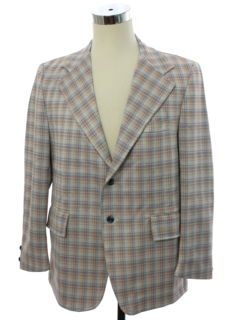 1970's Mens Plaid Disco Blazer Sport Coat Jacket