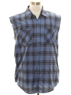 1990's Mens Grunge Cut Off Sleeveless Joe Dirt Style Flannel Shirt