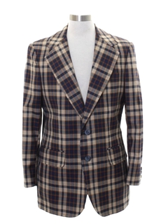 1970's Mens Plaid Disco Blazer Sport Coat Jacket